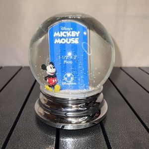Mickey Mouse Disney Snow Globe Disney Store Picture Frame Silver Round